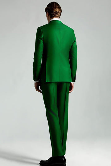 Ciemnozielone klapy Peak 2-częściowe garnitury męskie